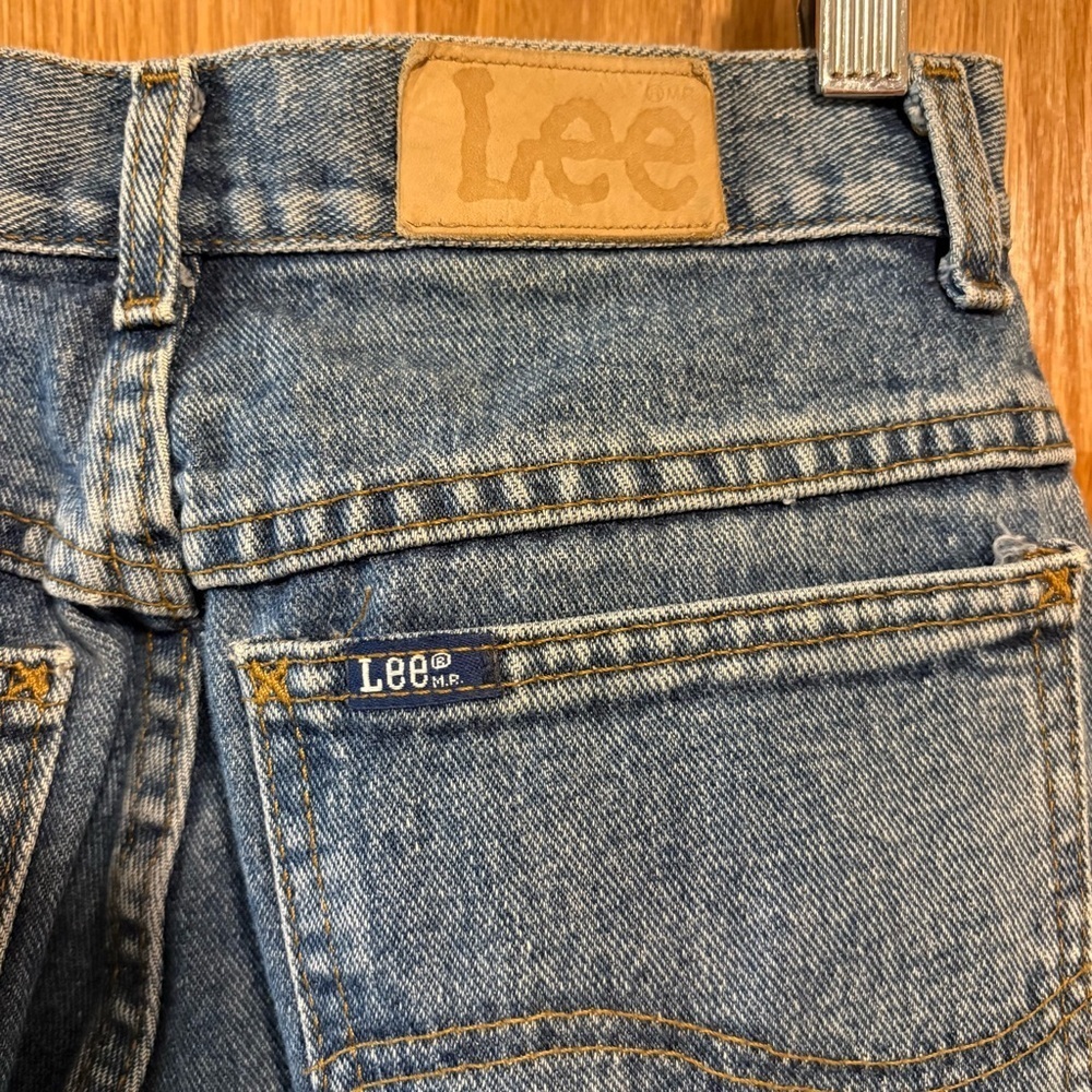 Vintage Lee Jeans Women's 26X29 7 Med Blue Tab Denim Union Stamp Made USA 1980s - Picture 7 of 11